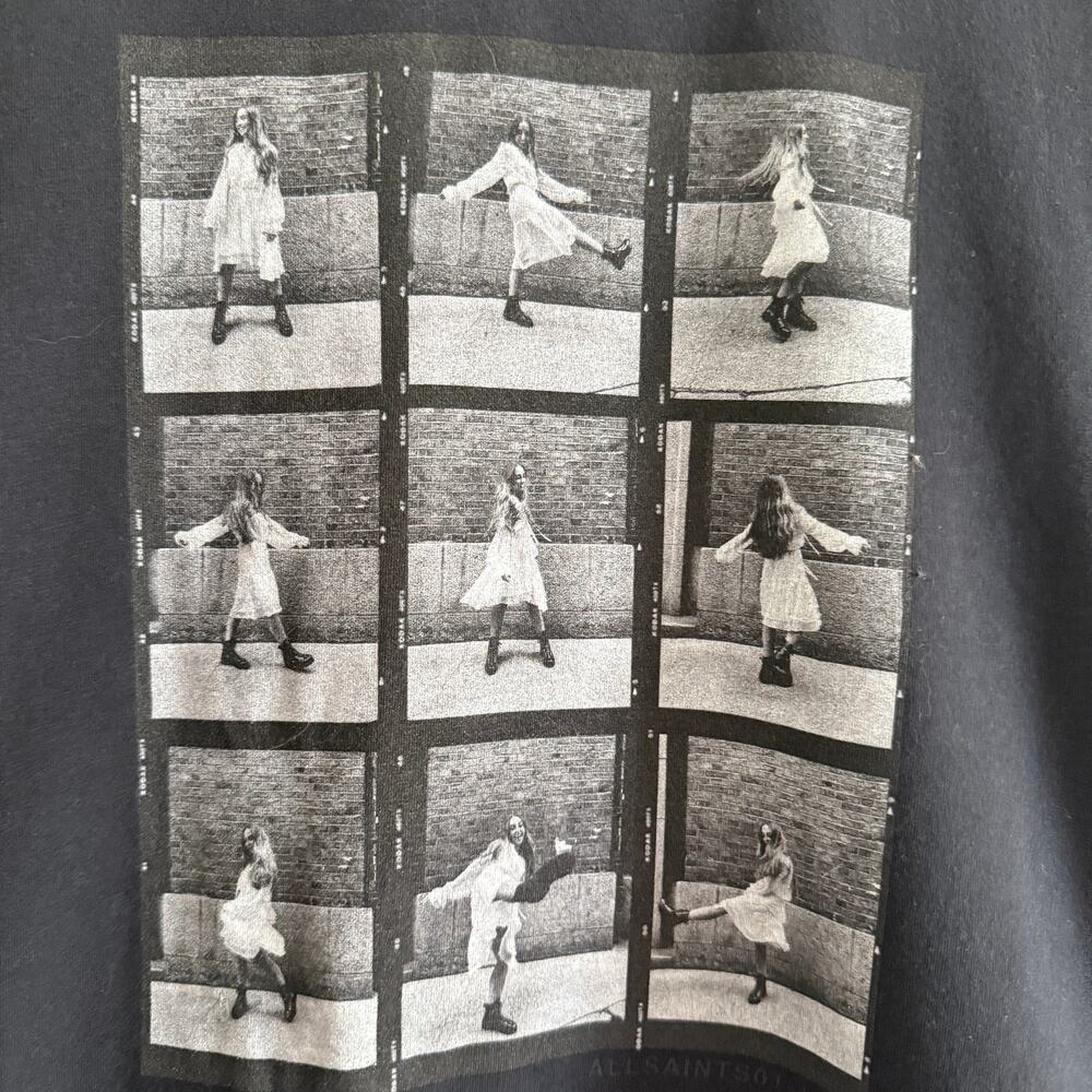 ALLSAINTS | Black Short Sleeve Lulu Anna Tee Shirt | Size 4 - Picture 2 of 6
